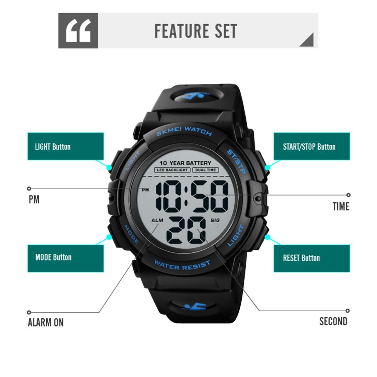 Skmei 1562 Multi Function Outdoor Sports Waterproof Student Electronic Watch Ten Year Battery Mens Watch(Black) - Silicone Strap Watches by SKMEI | Online Shopping South Africa | PMC Jewellery | Buy Now Pay Later Mobicred