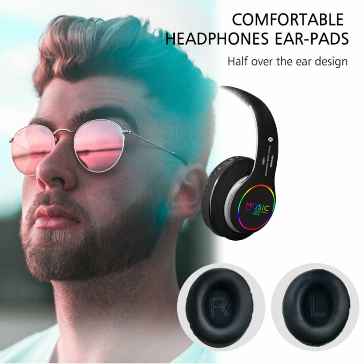 VJ033 Multi-function Upgrade Bluetooth 5.0 Headset Stereo Wireless LED Microphone FM Radio Headset(Black) - Headset & Headphone by PMC TechLife | Online Shopping South Africa | PMC TechLife