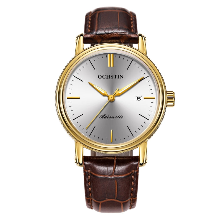 Ochstin 2024 Automatic Mechanical Watch Men Waterproof Calendar Leather Business Mechanical Men Watch(Coffee) - Leather Strap Watches by OCHSTIN | Online Shopping South Africa | PMC Jewellery | Buy Now Pay Later Mobicred