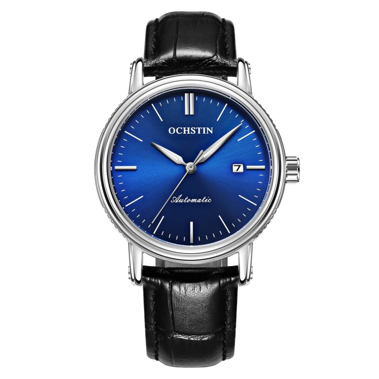 Ochstin 2024 Automatic Mechanical Watch Men Waterproof Calendar Leather Business Mechanical Men Watch(Blue) - Leather Strap Watches by OCHSTIN | Online Shopping South Africa | PMC Jewellery | Buy Now Pay Later Mobicred