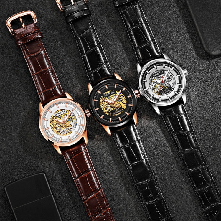 Ochstin 2002C Men  Automatic Hollow Leather Mechanical Watch Business Waterproof Night Light Men Watch Mechanical Watch(Coffee) - Leather Strap Watches by OCHSTIN | Online Shopping South Africa | PMC Jewellery | Buy Now Pay Later Mobicred