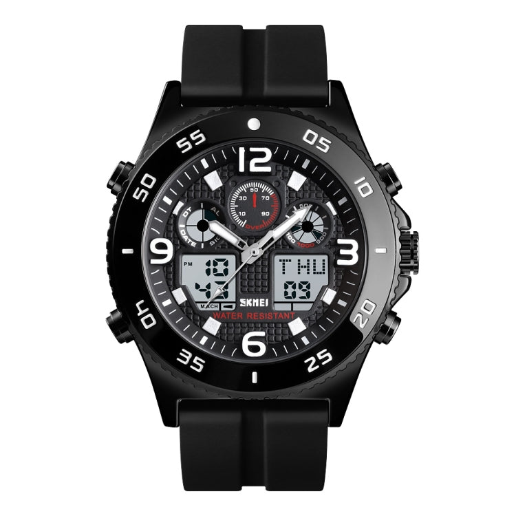 SKMEI 1538 Multi-Function Time Large Dial Steel Belt Men  Casual Sports Electronic Watch(Black-Silicone Belt) - Silicone Strap Watches by SKMEI | Online Shopping South Africa | PMC Jewellery | Buy Now Pay Later Mobicred