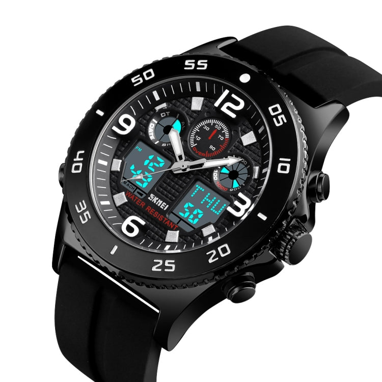 SKMEI 1538 Multi-Function Time Large Dial Steel Belt Men  Casual Sports Electronic Watch(Black-Silicone Belt) - Silicone Strap Watches by SKMEI | Online Shopping South Africa | PMC Jewellery | Buy Now Pay Later Mobicred