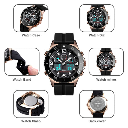 SKMEI 1538 Multi-Function Time Large Dial Steel Belt Men  Casual Sports Electronic Watch(Black-Silicone Belt) - Silicone Strap Watches by SKMEI | Online Shopping South Africa | PMC Jewellery | Buy Now Pay Later Mobicred