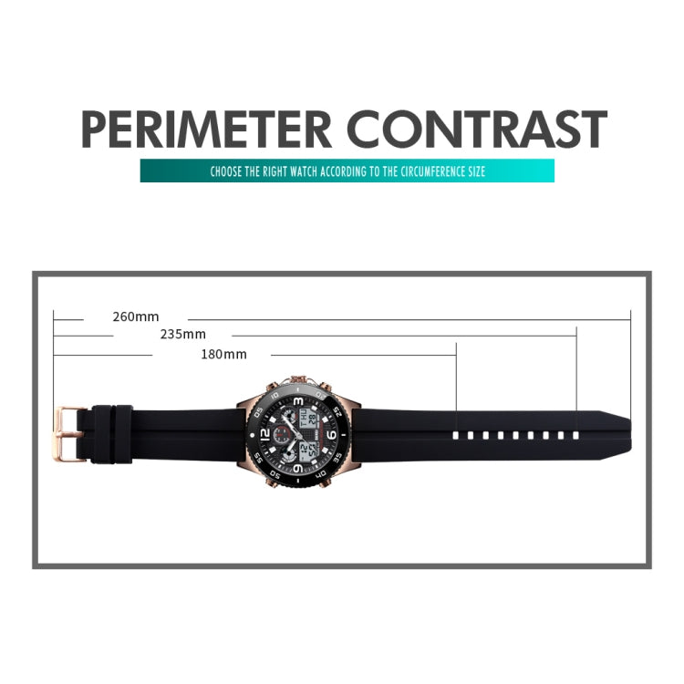 SKMEI 1538 Multi-Function Time Large Dial Steel Belt Men  Casual Sports Electronic Watch(Rose Gold-Steel Belt) - Metal Strap Watches by SKMEI | Online Shopping South Africa | PMC Jewellery | Buy Now Pay Later Mobicred