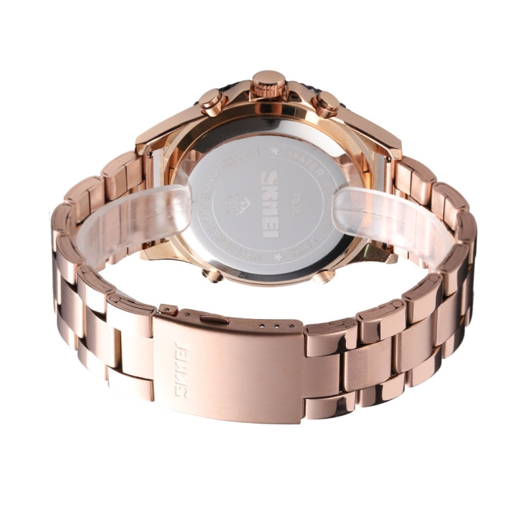 SKMEI 1538 Multi-Function Time Large Dial Steel Belt Men  Casual Sports Electronic Watch(Rose Gold-Steel Belt) - Metal Strap Watches by SKMEI | Online Shopping South Africa | PMC Jewellery | Buy Now Pay Later Mobicred