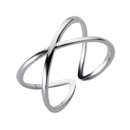 Sterling Silver Simple Cross Open Ring Jewelry - Rings by PMC Jewellery | Online Shopping South Africa | PMC Jewellery | Buy Now Pay Later Mobicred