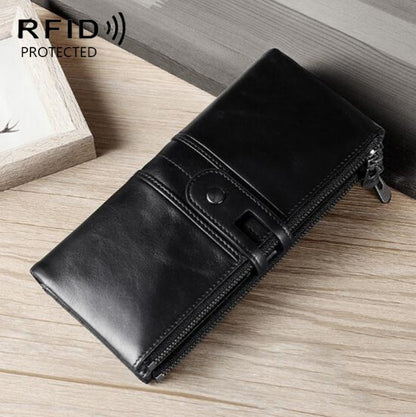 Ladies Genuine Leather Long Wallet Anti-theft Card Bag Multifunctional Clutch Bag(Black) - Antimagnetic RFID Package by PMC Jewellery | Online Shopping South Africa | PMC Jewellery | Buy Now Pay Later Mobicred