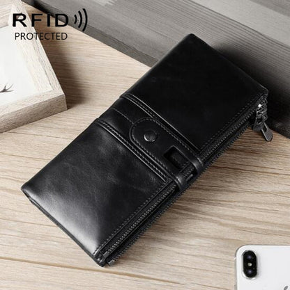 Ladies Genuine Leather Long Wallet Anti-theft Card Bag Multifunctional Clutch Bag(Black) - Antimagnetic RFID Package by PMC Jewellery | Online Shopping South Africa | PMC Jewellery | Buy Now Pay Later Mobicred