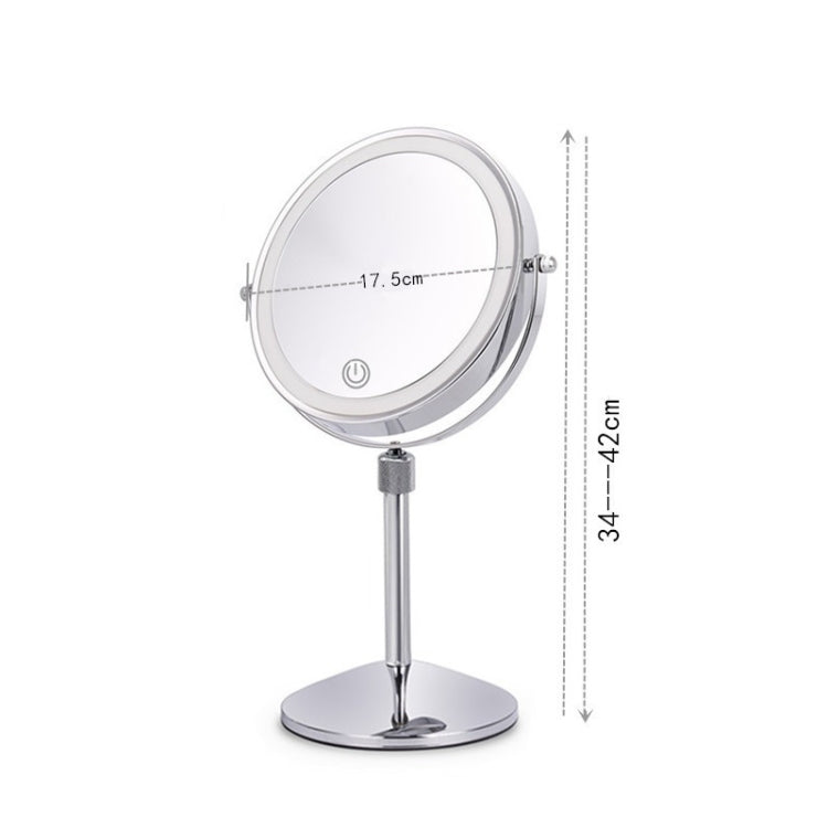 Desktop Double-SidedRound LED Luminous Makeup Mirror Liftable Magnifying Mirror, Specification:Plane + 3 Times Magnification(7-inch Battery Model) - Mirror by PMC Jewellery | Online Shopping South Africa | PMC Jewellery