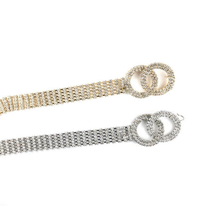 Women Double Loop Shape Diamond Belt Waist Chain, Length:120cm(Silver) - Belts by PMC Jewellery | Online Shopping South Africa | PMC Jewellery