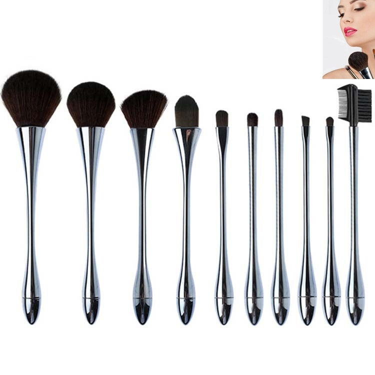 10 In 1 Small Waist Goblet Makeup Brush Set Beauty Tools(Silver) - Makeup Brushes by PMC Jewellery | Online Shopping South Africa | PMC Jewellery