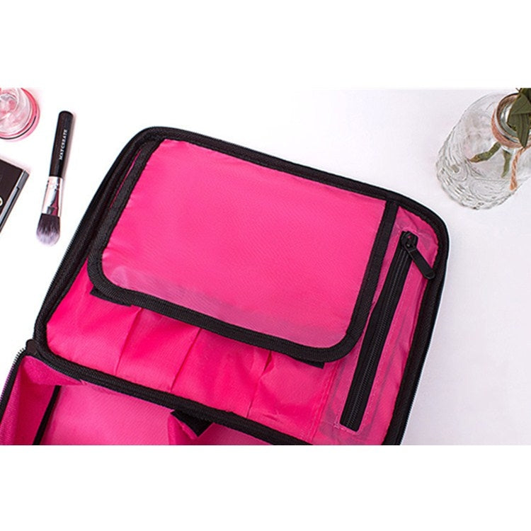 Cosmetic Bag Large Capacity Simple Wash Bag Travel Waterproof Portable Cosmetic Storage Bag, Style:Net Pocket(Rose Red) - Storage Boxes by PMC Jewellery | Online Shopping South Africa | PMC Jewellery