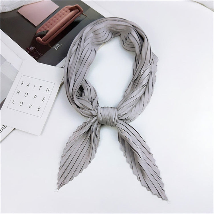 Ladies Retro Style Pleated Diamond Square Scarf Silk Scarf, Length: 70cm(Grey) - Scarf by PMC Jewellery | Online Shopping South Africa | PMC Jewellery