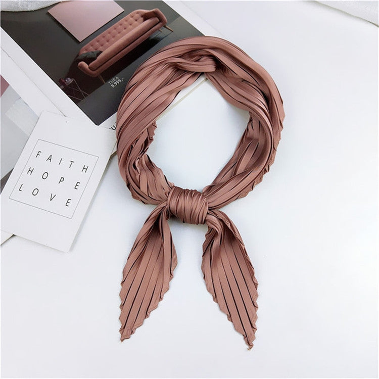 Ladies Retro Style Pleated Diamond Square Scarf Silk Scarf, Length: 70cm(Dark Pink) - Scarf by PMC Jewellery | Online Shopping South Africa | PMC Jewellery