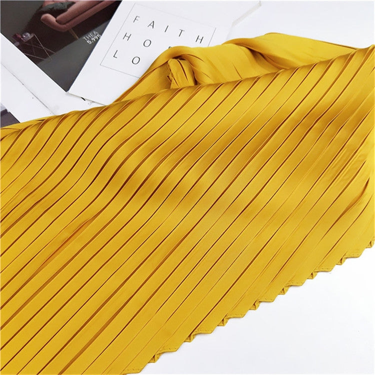 Ladies Retro Style Pleated Diamond Square Scarf Silk Scarf, Length: 70cm(Caramel) - Scarf by PMC Jewellery | Online Shopping South Africa | PMC Jewellery