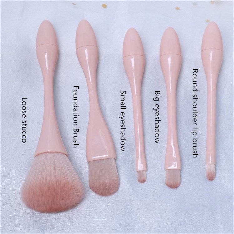 Mini Makeup Brush Set Portable Tool Beauty Makeup Brush Small Waist Brush, Style:Lollipop Skin Color 5 Sticks + Stand - Makeup Brushes by PMC Jewellery | Online Shopping South Africa | PMC Jewellery