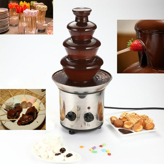 4 Layers Electrical Chocolate Fountain Chocolate Melt Fondue Waterfall Machine - Electric Skillets by PMC Jewellery | Online Shopping South Africa | PMC Jewellery | Buy Now Pay Later Mobicred