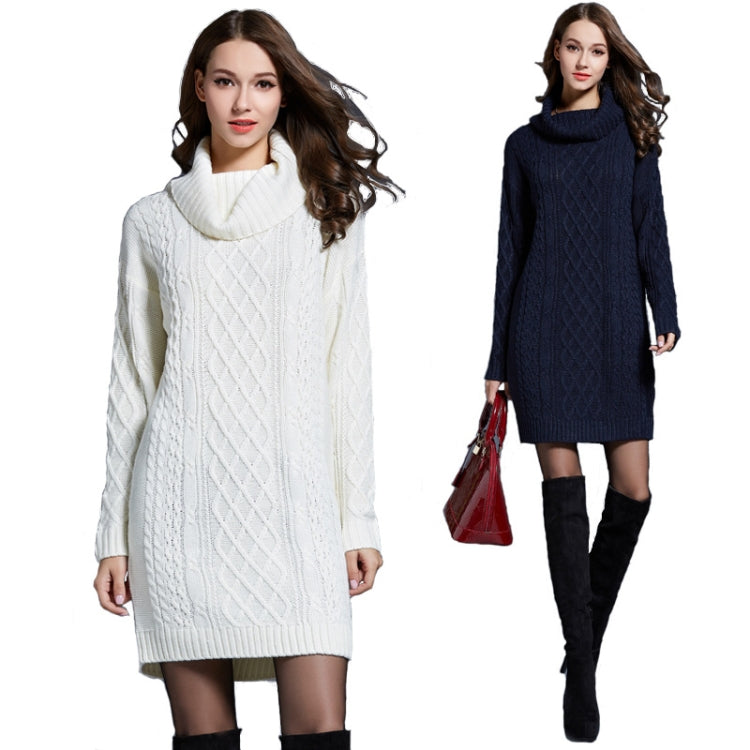 Autumn And Winter Knitwear Dresses Long Turtleneck Sweater For Women, Size: M(White) - Sweater by PMC Jewellery | Online Shopping South Africa | PMC Jewellery