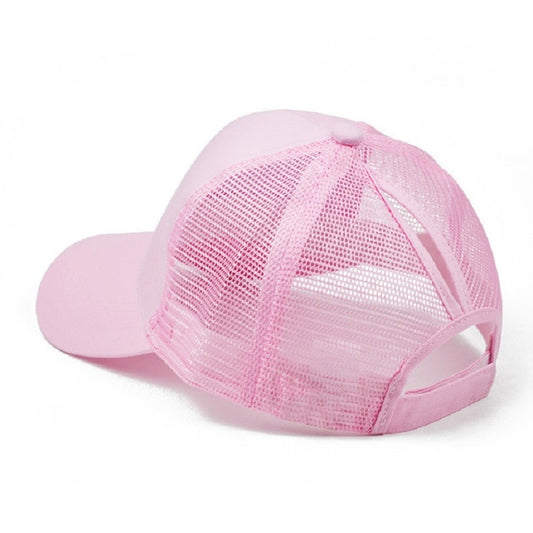 Summer Cotton Mesh Opening Ponytail Hat Sunscreen Baseball Cap, Specification:No Mark(Pink) - Peaked Cap by PMC Jewellery | Online Shopping South Africa | PMC Jewellery