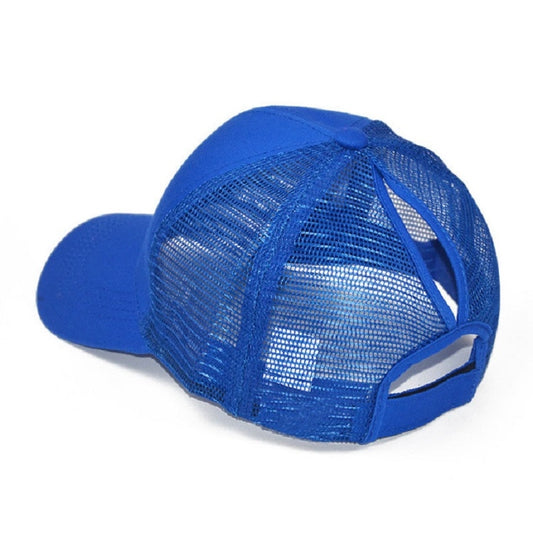 Summer Cotton Mesh Opening Ponytail Hat Sunscreen Baseball Cap, Specification:No Mark(Royal Blue) - Peaked Cap by PMC Jewellery | Online Shopping South Africa | PMC Jewellery