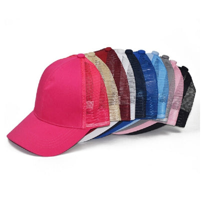 Summer Cotton Mesh Opening Ponytail Hat Sunscreen Baseball Cap, Specification:No Mark(Rose Red) - Peaked Cap by PMC Jewellery | Online Shopping South Africa | PMC Jewellery