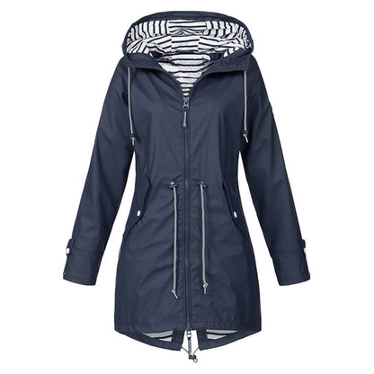 Women Waterproof Rain Jacket Hooded Raincoat, Size:S(Navy Blue) - Hoodie by PMC Jewellery | Online Shopping South Africa | PMC Jewellery