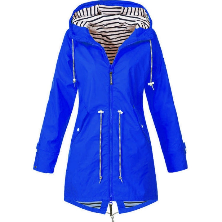 Women Waterproof Rain Jacket Hooded Raincoat, Size:L(Blue) - Hoodie by PMC Jewellery | Online Shopping South Africa | PMC Jewellery