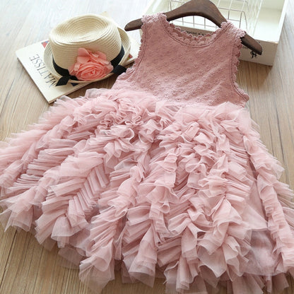 Summer Girls Sleeveless Tutu Lace Dress, Kid Size:100cm(Pink) - Kids Clothing by PMC Jewellery | Online Shopping South Africa | PMC Jewellery