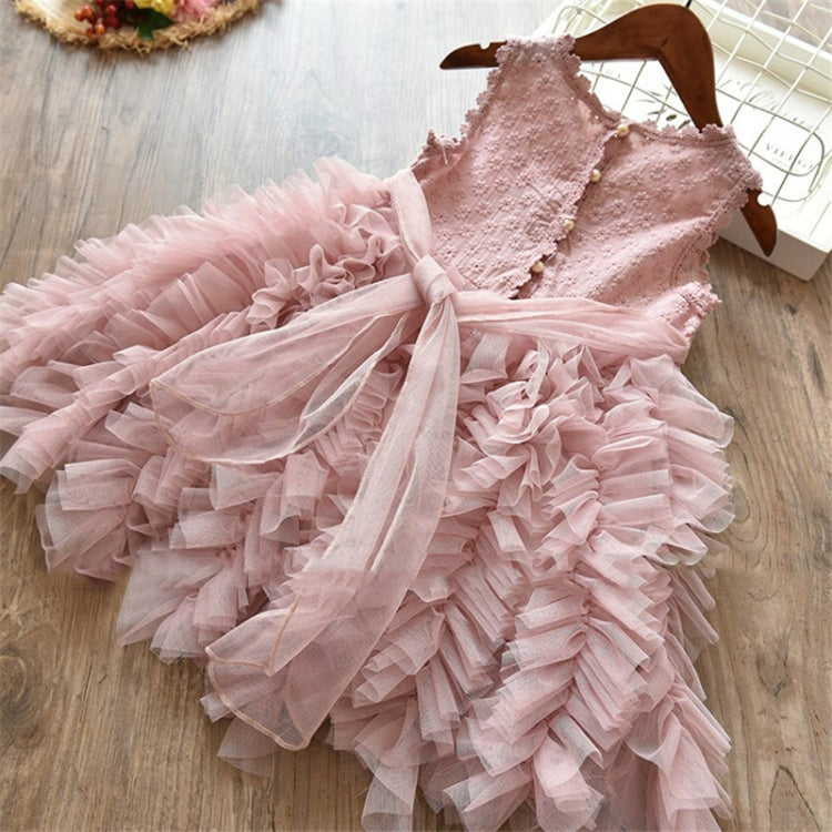 Summer Girls Sleeveless Tutu Lace Dress, Kid Size:100cm(Pink) - Kids Clothing by PMC Jewellery | Online Shopping South Africa | PMC Jewellery