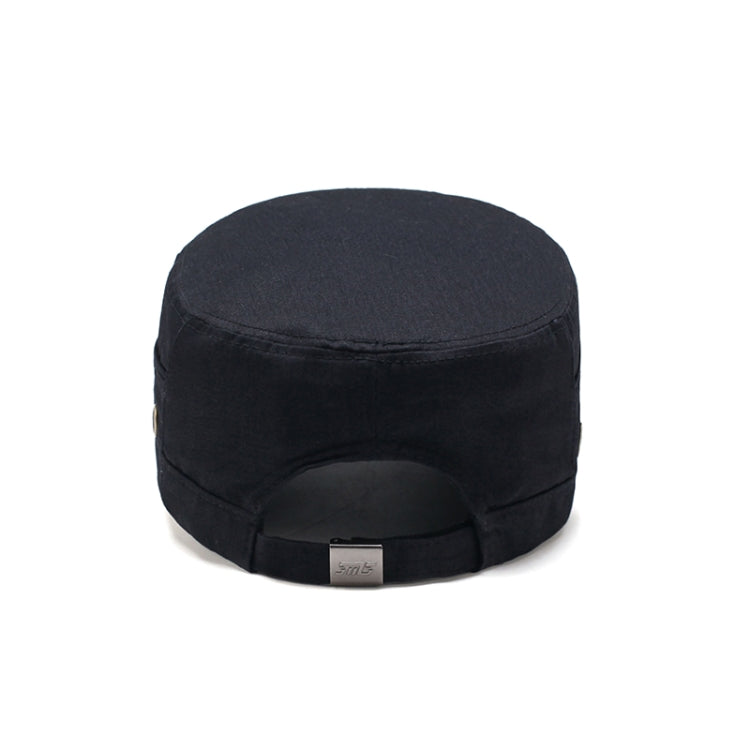 Men Washed Distress Bamboo Cotton Cloth Cap Large Mesh Flat Cap(Black) - Peaked Cap by PMC Jewellery | Online Shopping South Africa | PMC Jewellery