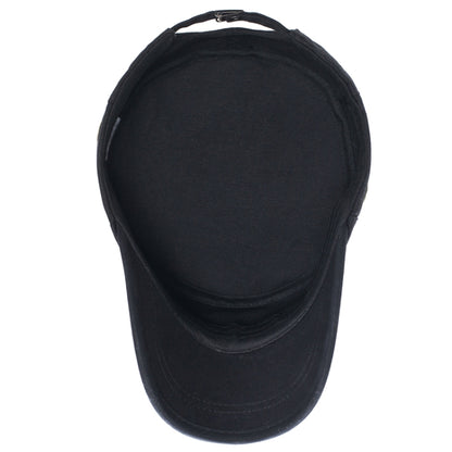 Men Washed Distress Bamboo Cotton Cloth Cap Large Mesh Flat Cap(Black) - Peaked Cap by PMC Jewellery | Online Shopping South Africa | PMC Jewellery