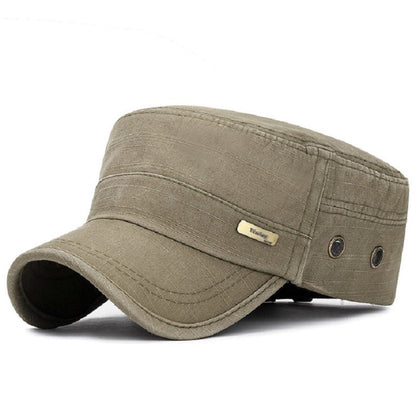 Men Washed Distress Bamboo Cotton Cloth Cap Large Mesh Flat Cap(Army Green) - Peaked Cap by PMC Jewellery | Online Shopping South Africa | PMC Jewellery