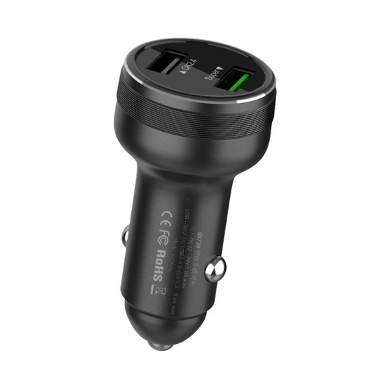 QIAKEY GX739 Dual USB Fast Charge Car Charger(Black) - Car Charger by QIAKEY | Online Shopping South Africa | PMC Jewellery