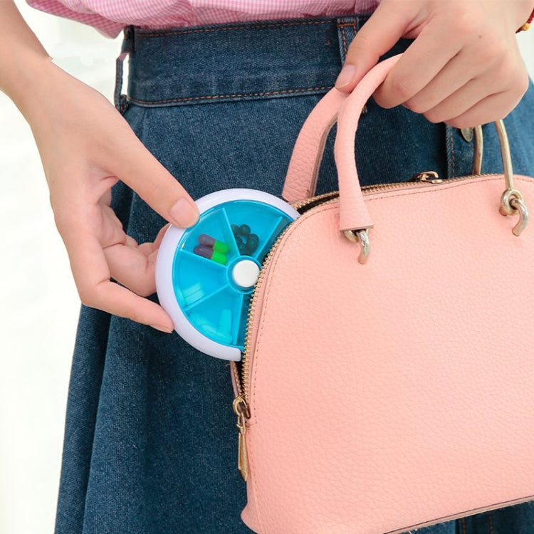 2 PCS Creative Multifunctional Round Portable Seven-grid Rotating Plastic Pill Box(Purple) - free shipping - PMC TechLife - Order now!