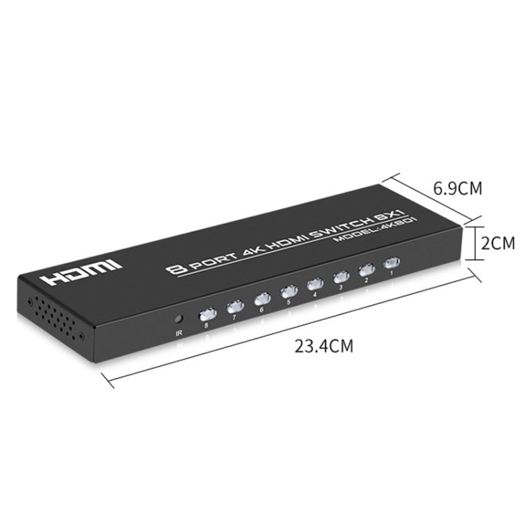 FJGEAR FJ-4K801 4K 8 In 1 Out HDMI HD Video Switcher, Plug Type:EU Plug(Black) - Switch by FJGEAR | Online Shopping South Africa | PMC Jewellery | Buy Now Pay Later Mobicred