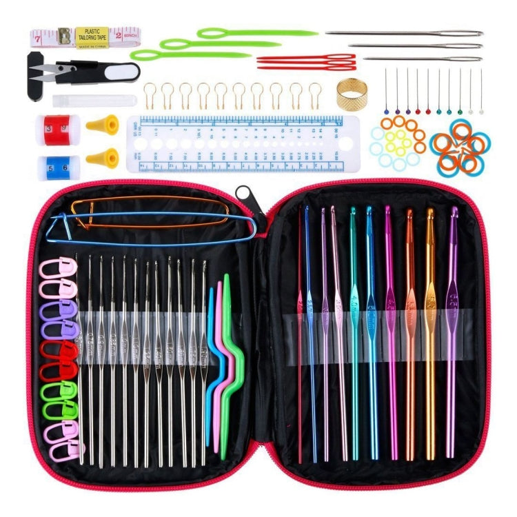 100 in 1 Crochet Knitting Tool Set(Rose Red) - DIY Apparel Sewing by PMC Jewellery | Online Shopping South Africa | PMC Jewellery