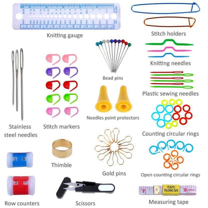 100 in 1 Crochet Knitting Tool Set(Rose Red) - DIY Apparel Sewing by PMC Jewellery | Online Shopping South Africa | PMC Jewellery