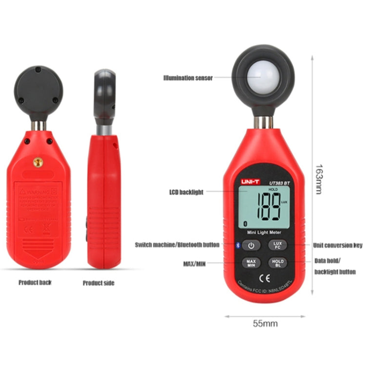 UNI-T UT383BT 200,000 LUX Digital Luxmeter Luminance Light Meter With LCD Backlit Display - free shipping - PMC TechLife - Order now!