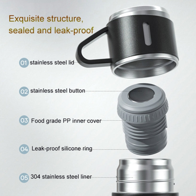 500ml 304 Stainless Steel Thermos Cup Portable Business Tea Cup,Spec: Gift Box Set(Black) - free shipping - PMC TechLife - Order now!