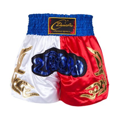 ZhuoAo Muay Thai/Boxing/Sanshou/Fighting Shorts for Men and Women, Size:L(Blue Waist Stitching) - Sportswear by ZhuoAo | Online Shopping South Africa | PMC Jewellery