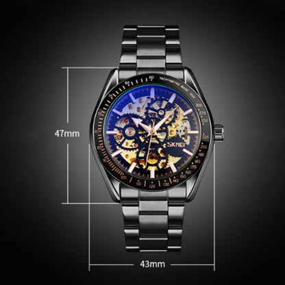 SKMEI 9194 Men Automatic Skeleton Mechanical Steel Band Watch (Black) - Metal Strap Watches by SKMEI | Online Shopping South Africa | PMC Jewellery | Buy Now Pay Later Mobicred