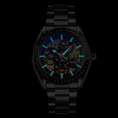 SKMEI 9194 Men Automatic Skeleton Mechanical Steel Band Watch (Black) - Metal Strap Watches by SKMEI | Online Shopping South Africa | PMC Jewellery | Buy Now Pay Later Mobicred