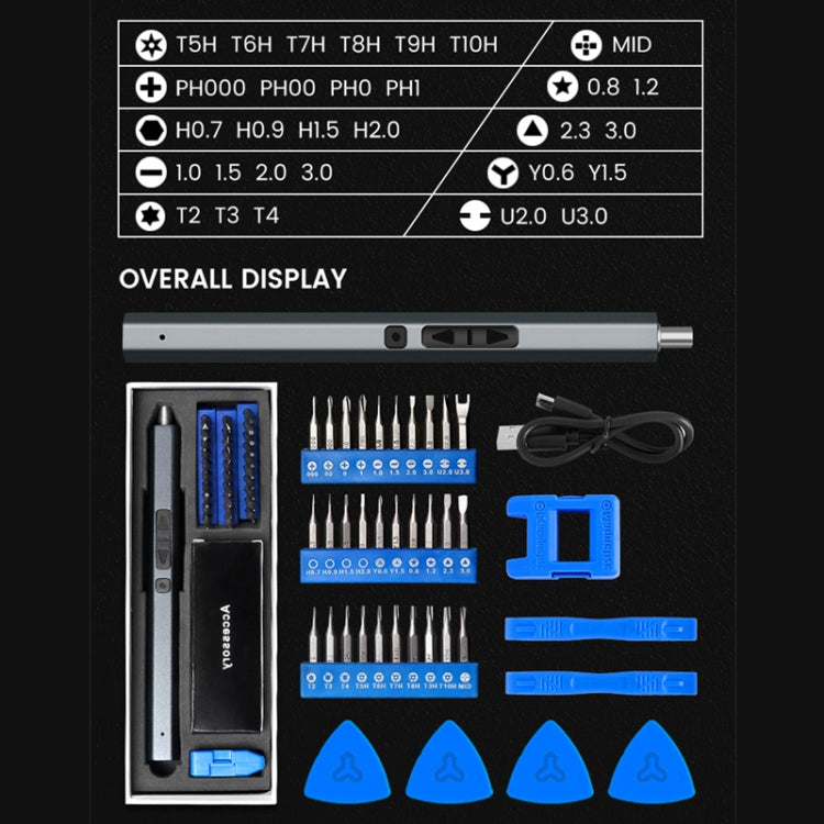 36 In 1 Rechargeable Mini Electric Screwdriver Set With 3LED Lighting(Blue) - Screwdriver Set by PMC TechLife | Online Shopping South Africa | PMC TechLife