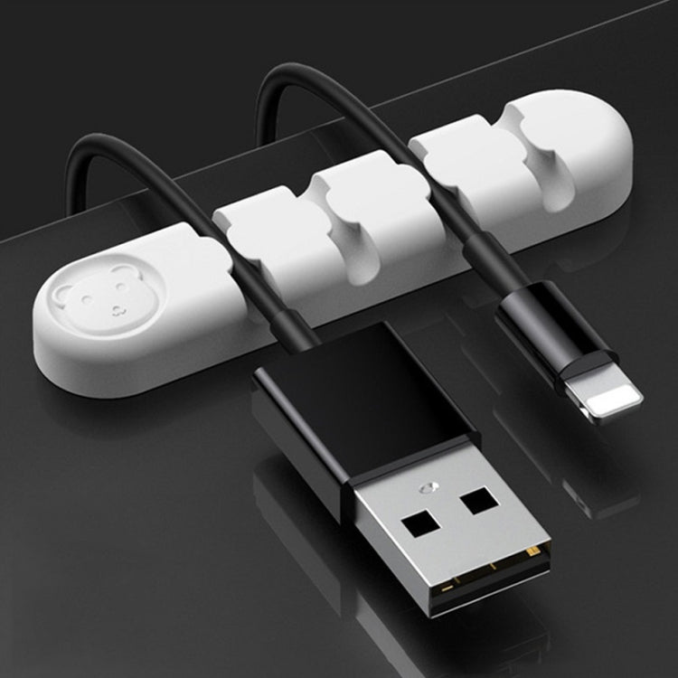 5 PCS 4 Holes Bear Silicone Desktop Data Cable Organizing And Fixing Device(White) - Cable Organizer by PMC TechLife | Online Shopping South Africa | PMC TechLife