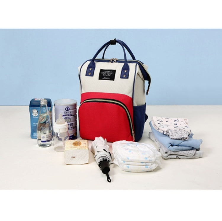 Mummy Bag Large Capacity Multifunctional Backpack Waterproof Baby Bottle Diaper Bag(Red Beige Blue) - Double-shoulder Bags by PMC TechLife | Online Shopping South Africa | PMC TechLife | Buy Now Pay Later Mobicred
