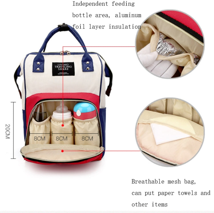 Mummy Bag Large Capacity Multifunctional Backpack Waterproof Baby Bottle Diaper Bag(Red Beige Blue) - Double-shoulder Bags by PMC TechLife | Online Shopping South Africa | PMC TechLife | Buy Now Pay Later Mobicred
