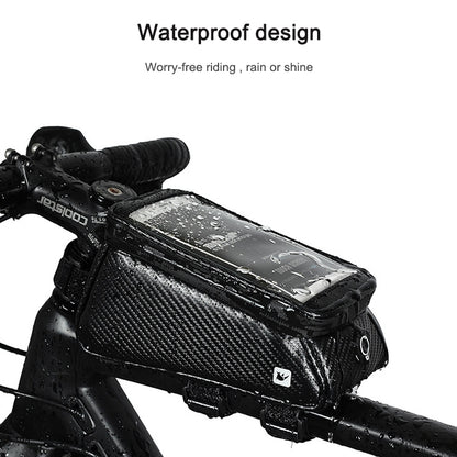 Rhinowalk Bicycle Front Tube Bag Waterproof Mobile Phone Touch Screen Multi-function Bicycle Handlebar Bag(Matt Black) - Bicycle Bags by Rhinowalk | Online Shopping South Africa | PMC Jewellery | Buy Now Pay Later Mobicred