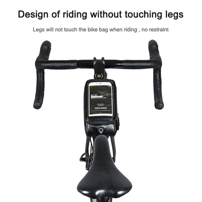 Rhinowalk Bicycle Front Tube Bag Waterproof Mobile Phone Touch Screen Multi-function Bicycle Handlebar Bag(Matt Black) - Bicycle Bags by Rhinowalk | Online Shopping South Africa | PMC Jewellery | Buy Now Pay Later Mobicred