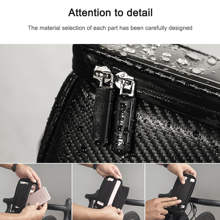 Rhinowalk Bicycle Front Tube Bag Waterproof Mobile Phone Touch Screen Multi-function Bicycle Handlebar Bag(Matt Black) - Bicycle Bags by Rhinowalk | Online Shopping South Africa | PMC Jewellery | Buy Now Pay Later Mobicred